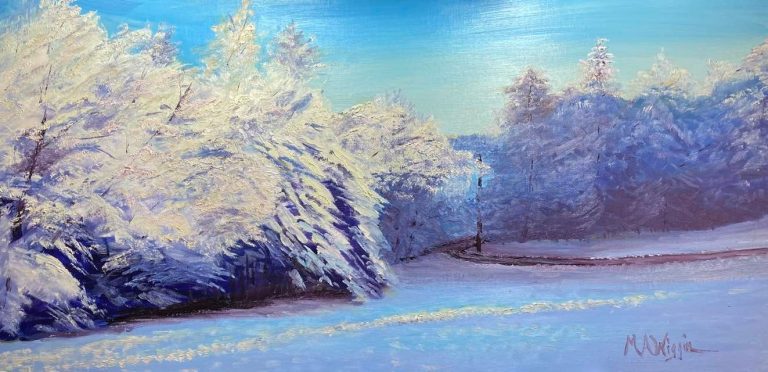 First Snow 12X24 Oil on Linen Panel-min ($600 Framed)