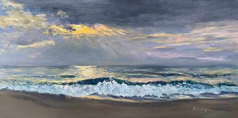 A Splash of Morning Light 12X24 Oil on Linen $800 Framed