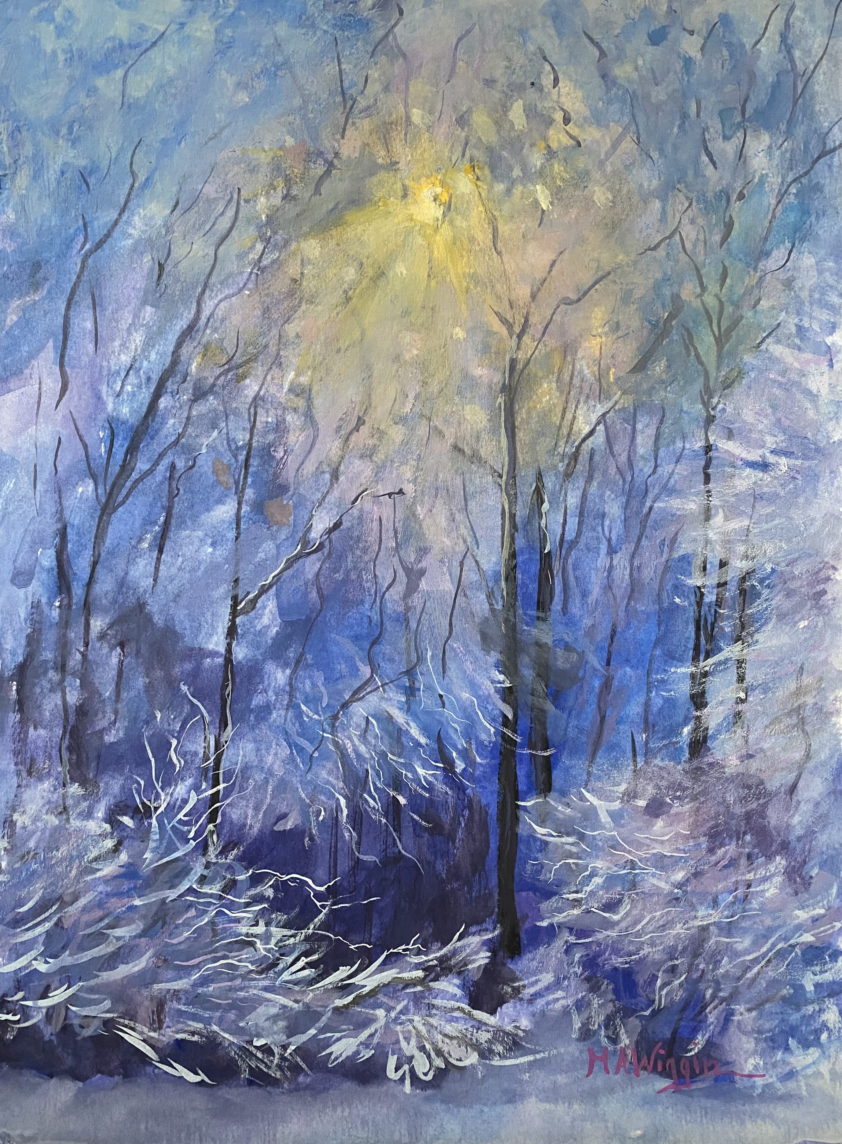 Crystal Forest 12×16 Gouache Matted and Framed $650