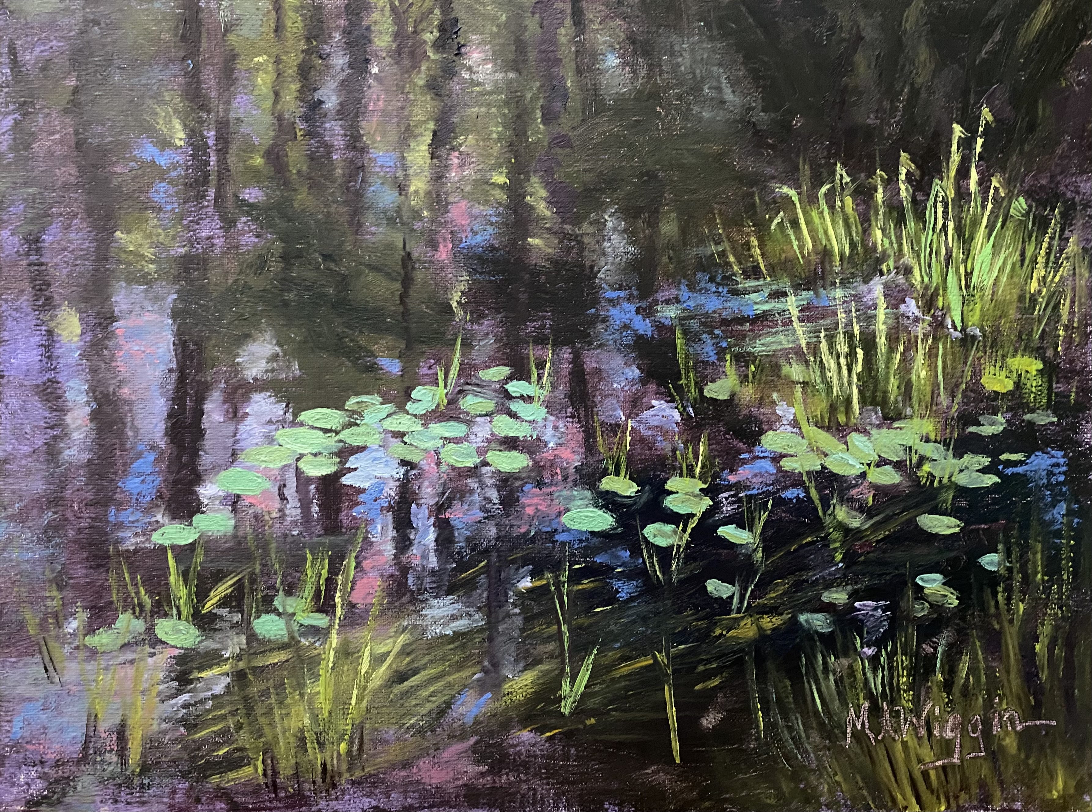 Lily Pad Dreams 9×12 Oil on Linen Framed $500