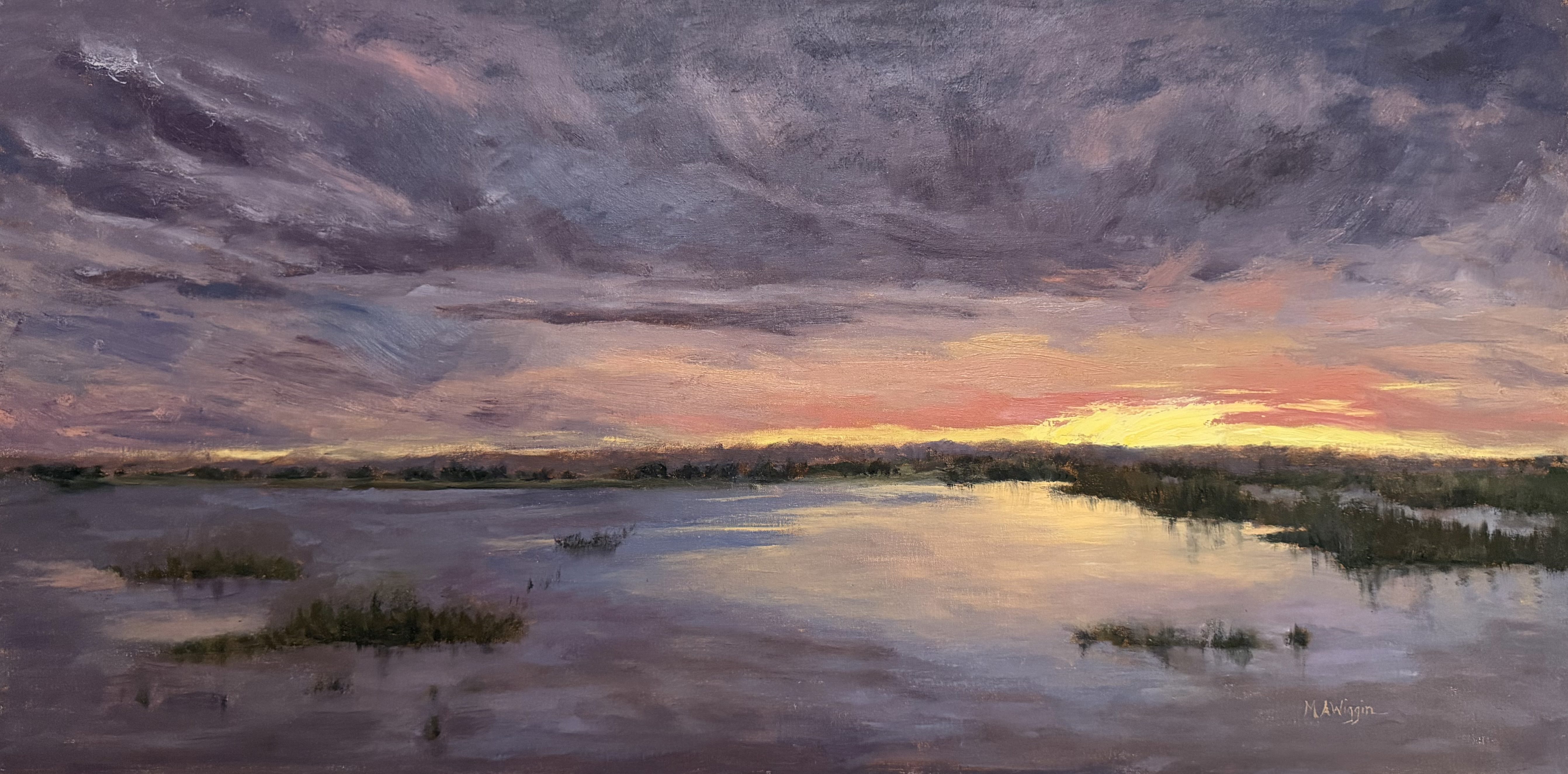 Afternoon in the Marsh 20×40 Oil on Linen Stretched Canvas $2250